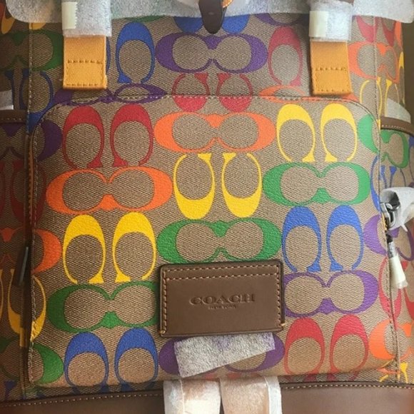 Coach Track Backpack In Rainbow Signature Canvas - Picture 8 of 10